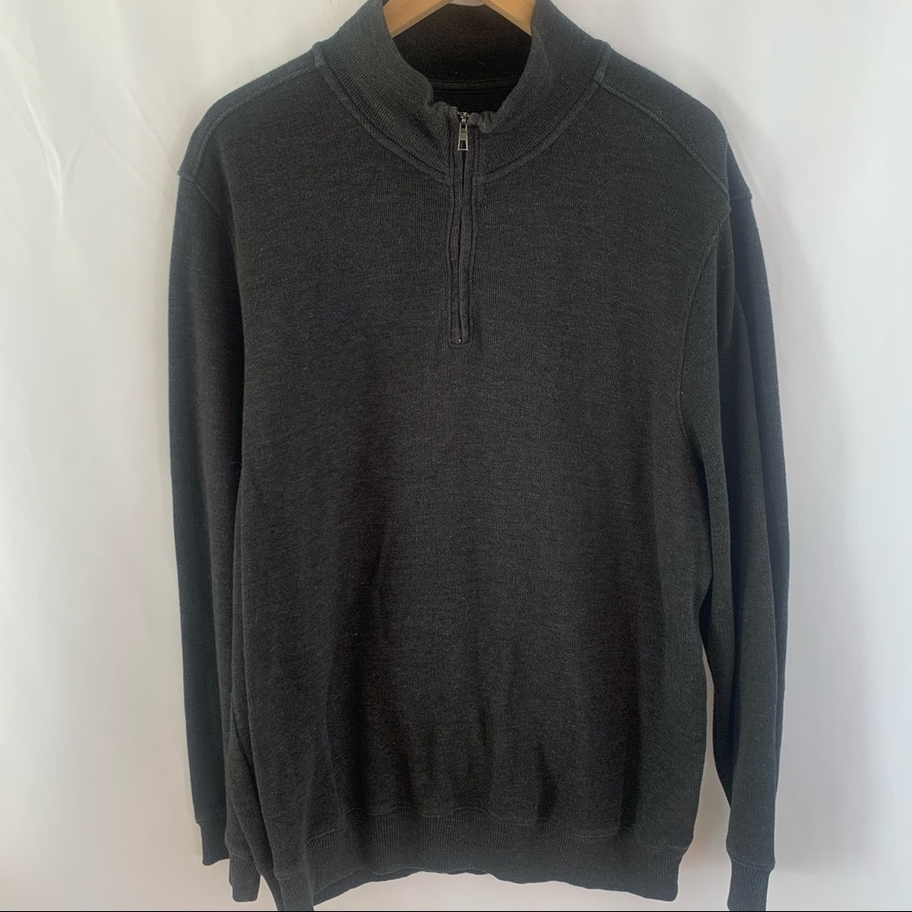 Axist Sweater 1/4 Quarter Zip Men's XL Pullover Mock Neck Cotton Ribbed Gray